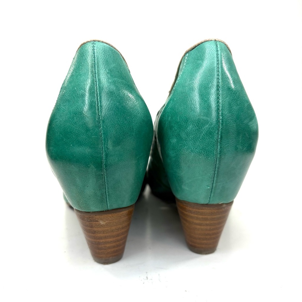Miz Mooz Teal Laser-Cut Peep-Toe Heels - Picture 7 of 8